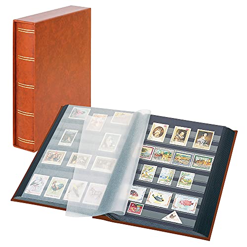 Lindner 1169SK-H Einsteckbuch Elegant Hellbraun, mit 60 Schwarzen Seiten und Passender Schutzkassette