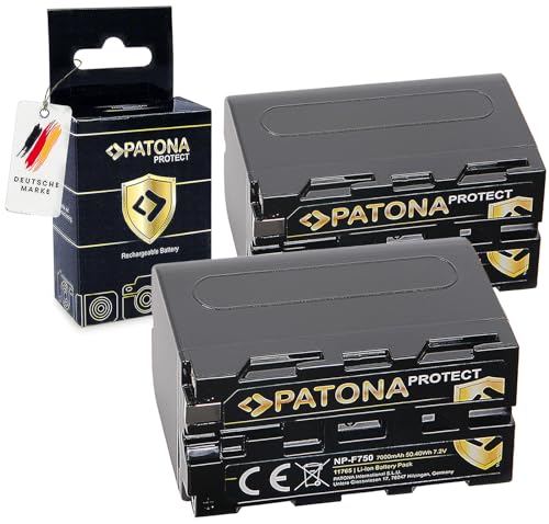PATONA 2X Protect Akku NP-F750 7000mAh im hitzeresistenten V1 Gehäuse kompatibel mit Sony NP-F550 NP-F530 NP-F930 NP-F920