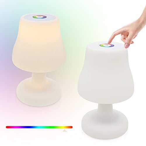 LED Akku Tischlampe Touch Dimmbar Outdoor Lampe Kabellos & per USB Aufladbar Nachttischlampe für Schlafzimmer Wohnzimmer Tisch Kinderzimmer