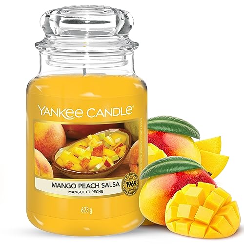Yankee Candle - Mango Peach Salsa - Große Kerze im Glas - 623 g - Housewarmer Windlicht Kerze im Apothekerglas