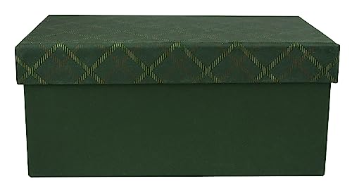 Emartbuy Handgefertigte Geschenkbox aus Baumwollpapier, kariert, grün, 25 x 16 x 11 cm (9,8 x 6,3 x 4,3 in)