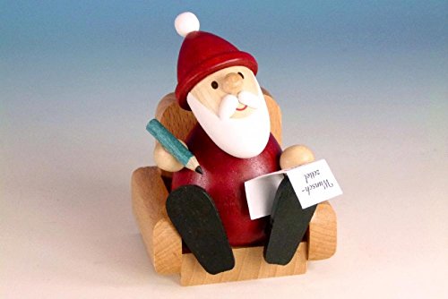 Kunsthandwerk Ullrich Holzfigur Weihnachtsmann im Sessel mit Zettel HxB 9x6,5cm NEU Seiffen Erzgebirge Dekoration Holzfiguren Weihnachten Fensterschmuck Spielzeug Deko Weihnachtsfigur