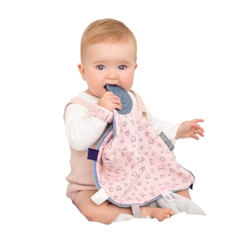 Cheeky Chompers Weiches Baby Schmusetuch | 4 in 1 Comfortchew | Baby Zahnen Hilfe & Sensorik Spielzeug | Silikon Zahnenecke | Beruhigend + tröstlich | Mit Liebe Gemacht
