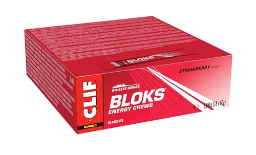 Clif Bloks Energy Chews Nahrungsergänzungsmittel während und Pre Workout, Erdbeere, 18 x 50 g