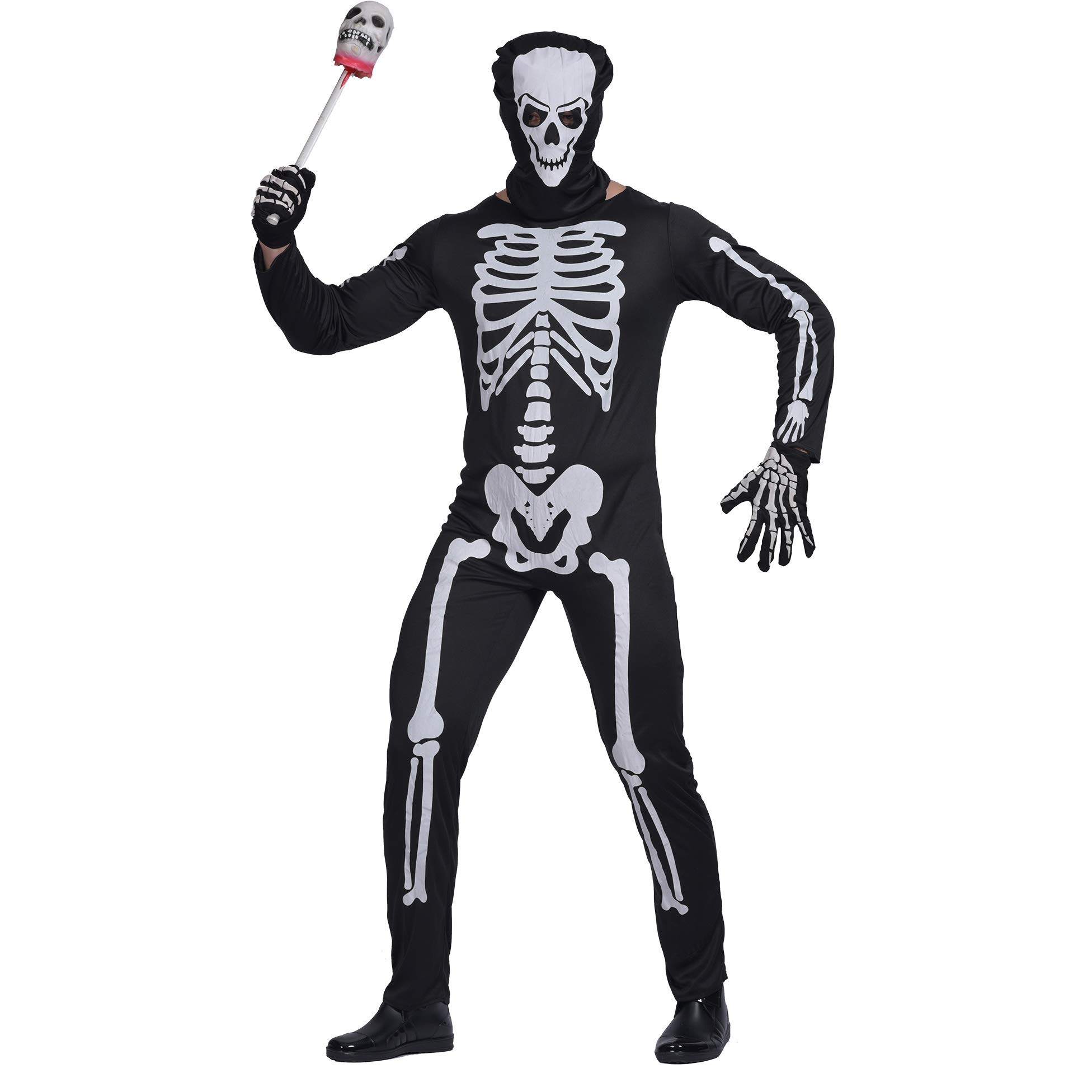 EraSpooky Herren Halloween Karneval Fasching Skelett Kostüm und Maske XL