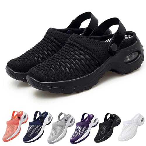 VERBANA Orthopedic Clogs for Women, Women's Orthopedic Clogs with Air Cushion Support to Reduce Back and Knee Pressure (41,Black)