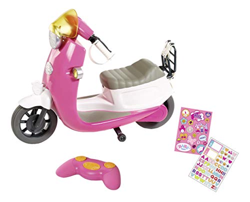 Zapf Creation 824771 BABY born City RC Scooter Puppenroller mit Fernsteuerung und Lichteffekten, Puppenzubehör 43 cm, pink/weiß