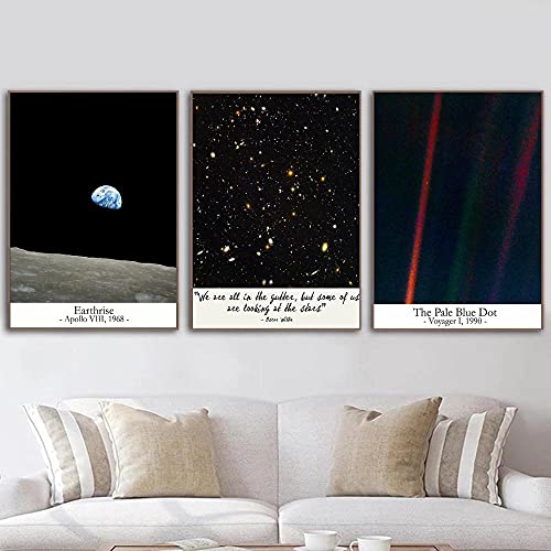 Yimesoy Star Drawing Poster Astronomie Poster Pale Blue Dot Malerei Auf Leinwand Weltraum Poster Und Druck Wandkunst Für Wohnzimmer Wohnkultur 20"X28"X3Panels