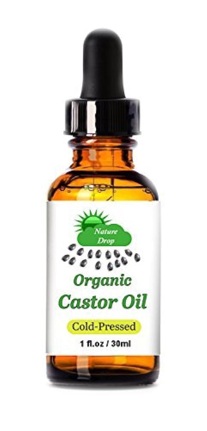 Nature Drop's Organic Castor Oil - 100% USDA Certified Pure Cold Pressed Hexane free - Best oil Growth For Eyelashes, Hair, Eyebrows, Face and Skin, Triple Filtered, Great for Acne, by Nature