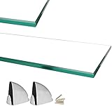 Euro Tische Glas Wandregal - Glasregal mit 6mm ESG Sicherheitsglas - perfekt geeignet als Badablage/Glasablage für Badezimmer - Verschiedene Größen (Klar, 90 x 17,8 cm)