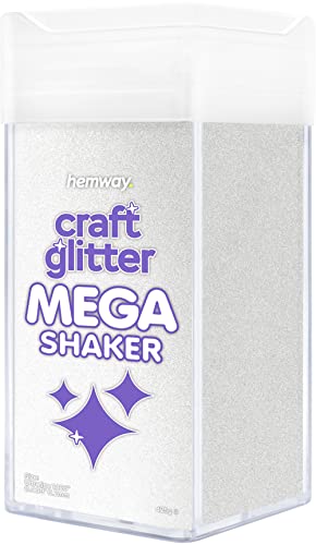 Hemway BULK Glitter 425g / 15oz MEGA Craft Shaker Glitter for Nails, Resin, Tumblers, Arts, Crafts, Painting, Festival, Cosmetic, Body - Ultrafine (1/128" 0.008" 0.2mm) - White Iridescent