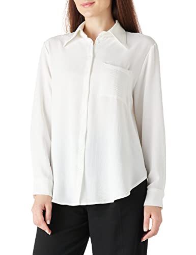Amazon Brand - find. Legere Damenbluse, Oversize, geknöpft, mit V-Ausschnitt Blusen, Shirts, weiß, Größe L