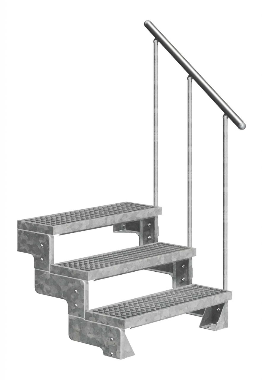 Dolle Außentreppe Gardentop mit Geländer verzinkt Breite 100 cm Gitterrost
