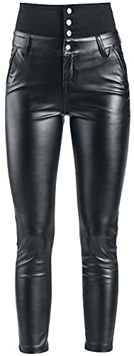 Forplay High Waist Leather Immitation Trousers Frauen Kunstlederhose schwarz W32L34