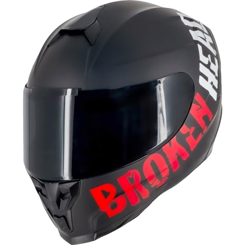 Broken Head BeProud Sport Rot Ltd Motorradhelm - Schlanker Integralhelm Mit Klarem + Schwarzem Visier - Matt-Schwarz - Größe XL (61-62 cm)