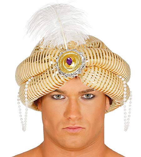 shoperama Turban Hut Maharadscha Sultan Orient 1001 Nacht Aladin Wüsten-Prinz Emir Kalif Bollywood Kopfbedeckung Kostüm-Zubehör