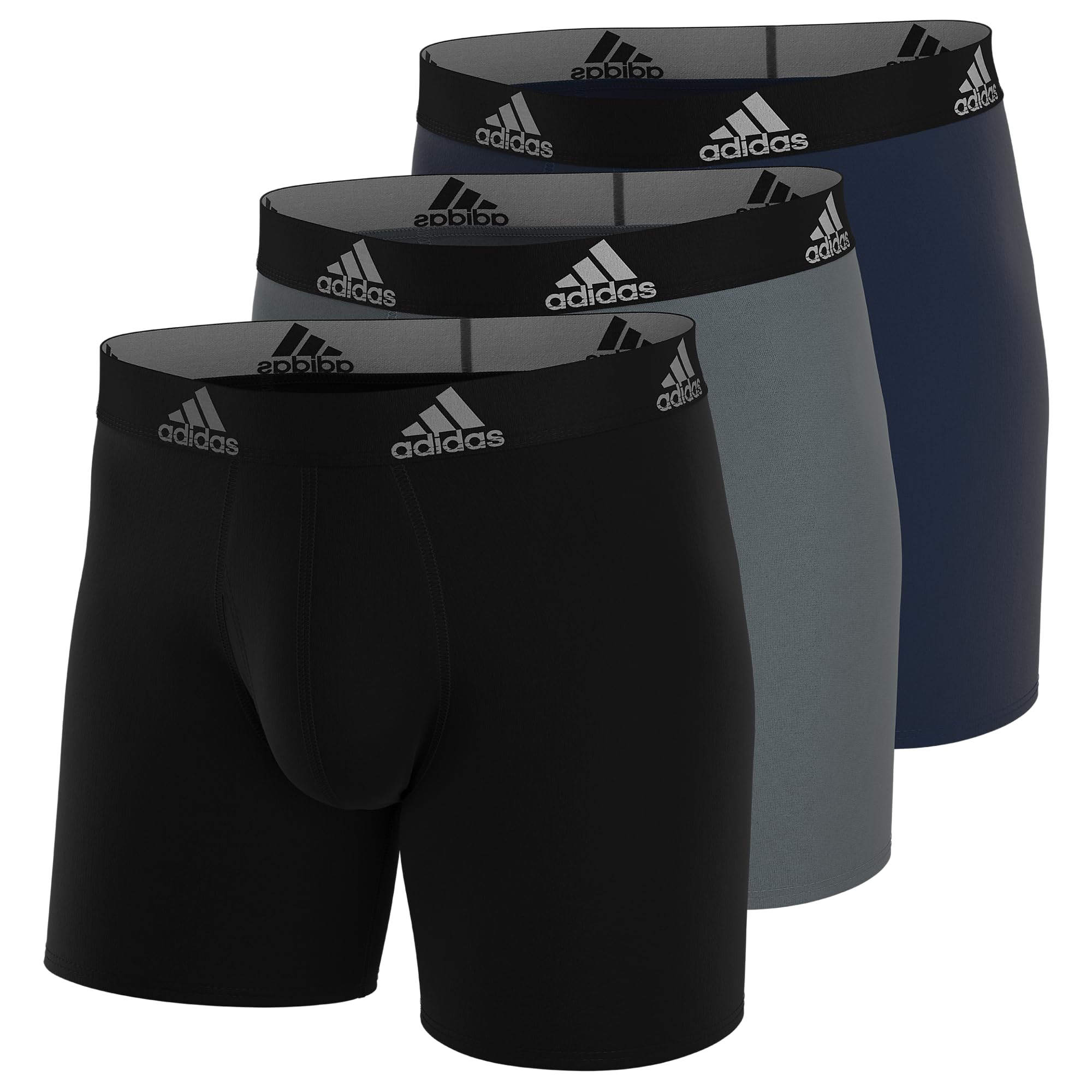 Adidas Men's Performance Boxer Brief Underwear (3-Pack) Boxed, Black/Grey/Collegiate Navy, X-Large