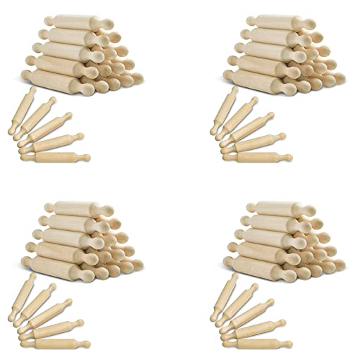 Melitt 60 Stück Mini Nudelholz 6 Küche Backen Nudelholz Kleine Teigroller für Kinder Fondant