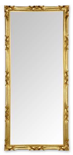 MO.WA Klassischer Wandspiegel im französischen Stil cm. 82 x 182, Blattgold handgefertigt. Außenmaße 82x182cm. Ganzkörperspiegel Lehnspiegel Spiegel