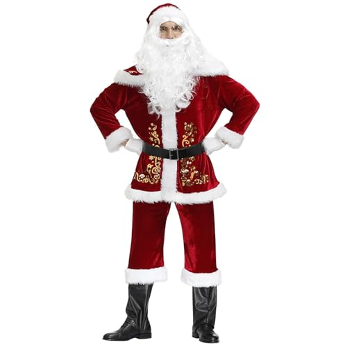 SMINNG Weihnachtsmann-Kostüme Für Herren, Weihnachtskostüme Für Herren, Weihnachtsmann-Anzüge, COS-Weihnachtsanzüge XL