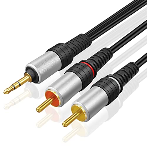 TNP 3,5 mm Klinke auf Cinch Kabel, Cinch Kabel - 15m, 3,5mm Klinkenstecker auf 2X Cinch-Stecker, AUX Chinch Kabel, bidirektionales Audiokabel für Kopfhörer, AV-Audiogeräte/RCA-Stereo System, schwarz