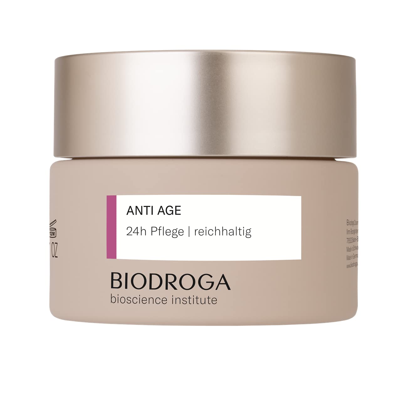 Biodroga Anti Aging 24h Gesichtscreme reichhaltig 50 ml – straffende Anti Falten Gesichtspflege Tagescreme Nachtcreme Vegan Bioscience Institut