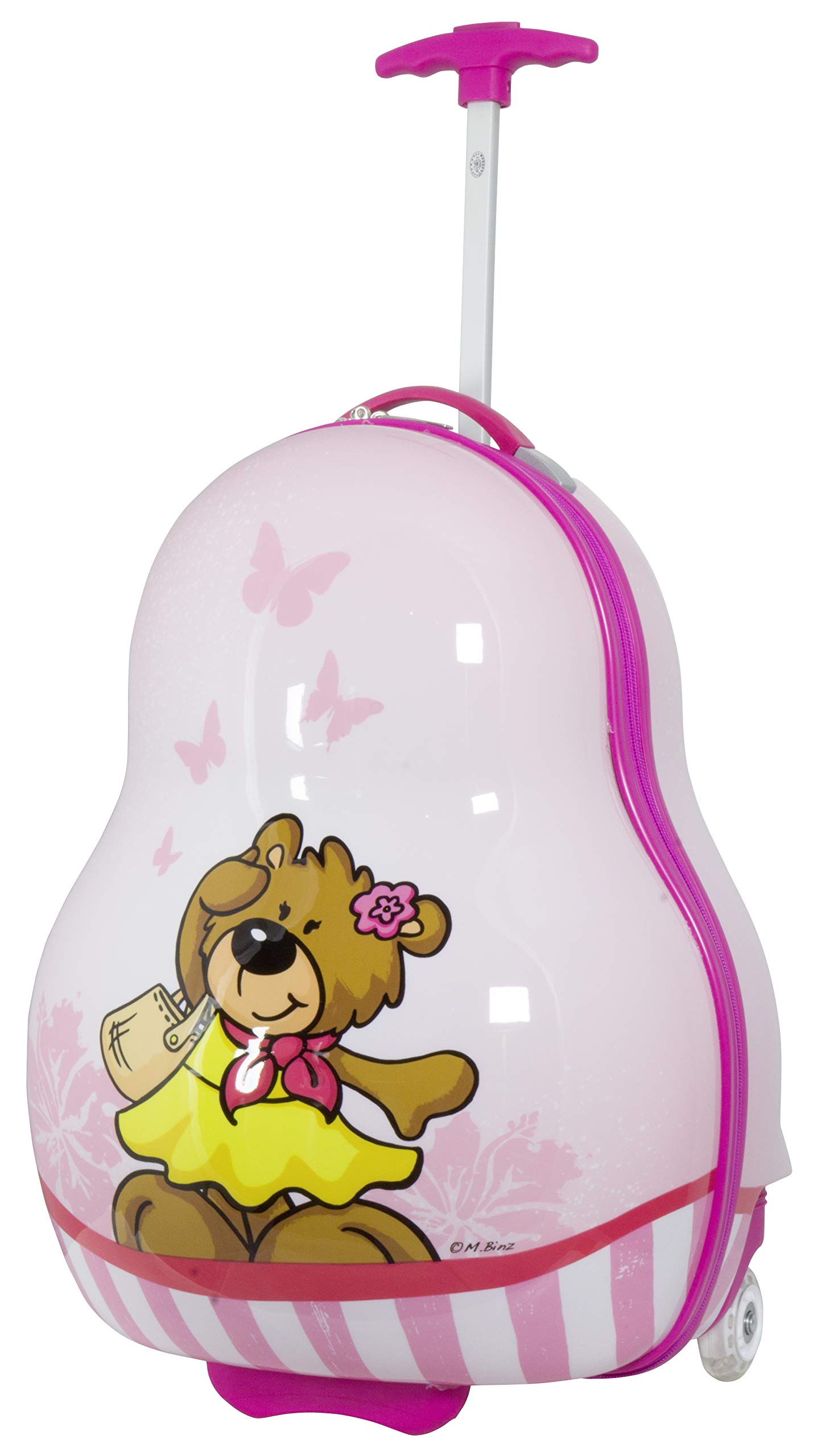 Trendyshop365 Kinder-Koffer Hartschale Teddy-Bär Pink 54 Zentimeter 32 Liter 2 LED-Räder Handgepäck