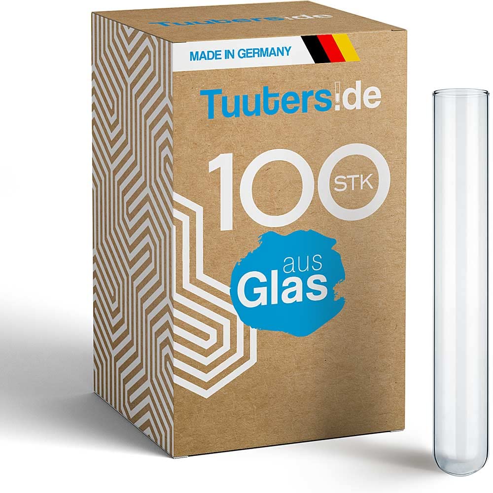 Tuuters Glas Reagenzgläser 100 Stück Laborglas mit Rundboden ohne Verschluss Test tube (120 x Ø20mm)