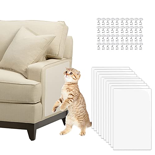 Anti Cat Scratch Furniture Protector, 10 Packs Transparent Cat Scratch Guards, Cat Claw Guards Cat Scratch Pads for Sofa, Carpets (40cm *30cm)