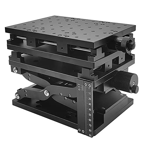 Jieotwice XYZ 3-achsen Beweglicher Tisch Tragbarer Manueller Schiebetisch Translationstisch Testtisch Für Lasermarkierungsmaschine 210x150x145mm(210x150x145MM)