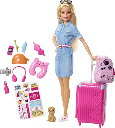 Mattel Anziehpuppe "Barbie Reise Puppe (blond)" (Set 13-tlg)