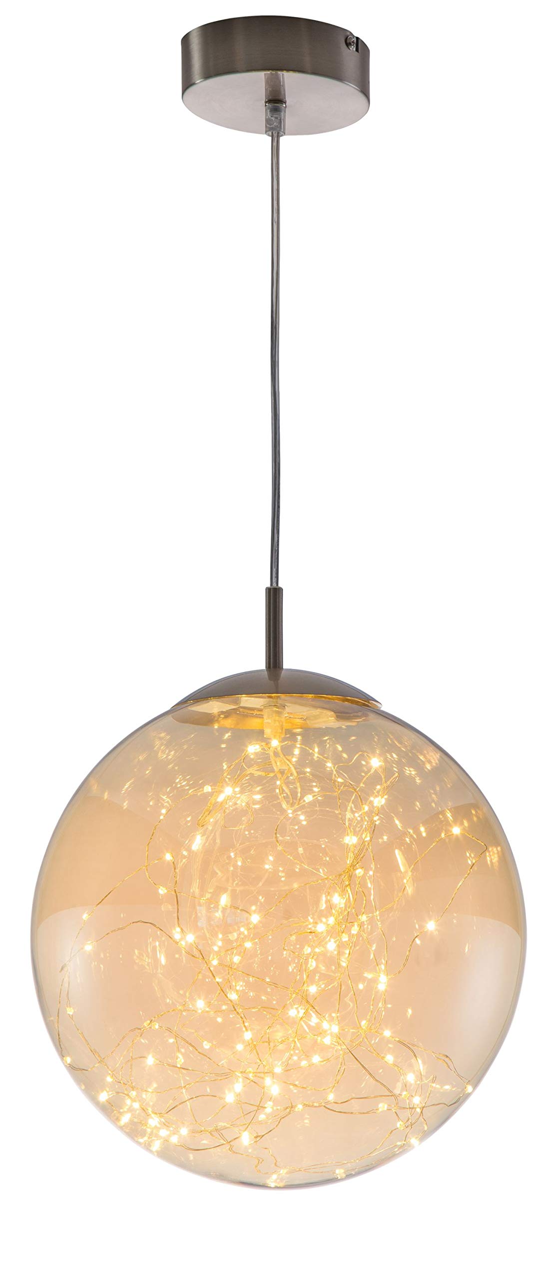 Nino Leuchten LED Hänge Decken Strahler Ess Zimmer Glas Kugel Form Pendel Decken Lampe Amber 34152523