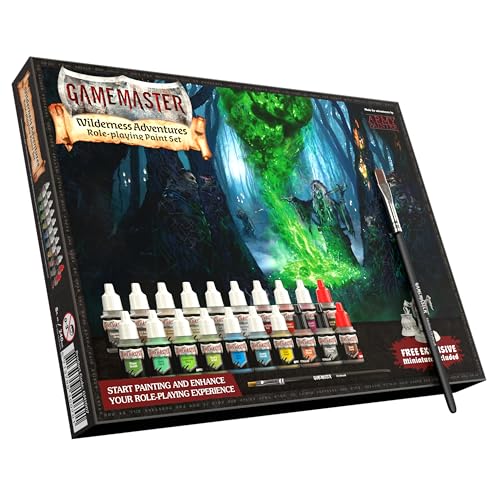 The Army Painter Gamemaster: Wilderness Adventures Farbset Combo, 20 Tropfflaschen mit 12 ml Acrylfarbe für Miniaturen, 1 Trockenbürste, 1 Hexenminiatur für Tabletop-Rollenspiele Dungeons & Dragons