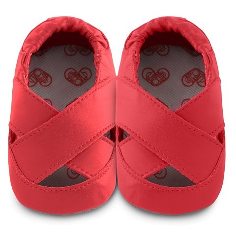 Shoo Shoos Schuhe aus weichem Leder, mit roter Ballerina, Größe M