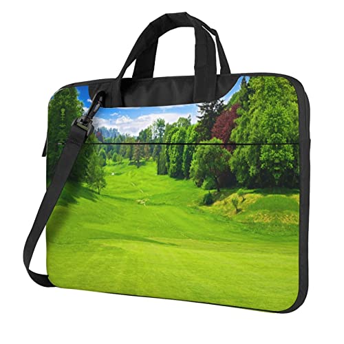 Vancouver Golf-Golfplatz-bedruckte Laptop-Umhängetasche, Laptop- und Tablet-Tragetasche, Schwarz , 15.6 inch