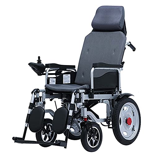 Elektrischer Rollstuhl, Faltbarer Rollstuhl mit Kopfstütze und verstellbarer Rückenlehne, Sitzbreite 53cm, 12A Li-Ion Akku, Manuell/Elektrisch/Schwarz / 53cm