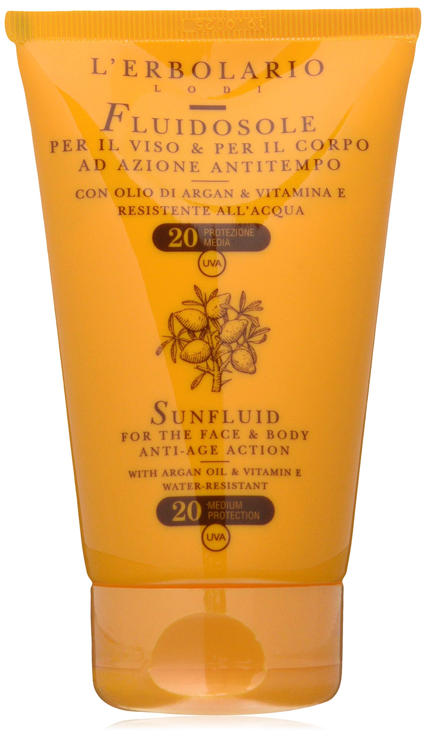 L'Erbolario Sonnenfluid Anti-Age für Gesicht und Körper LSF20, 1er Pack (1x125 ml)