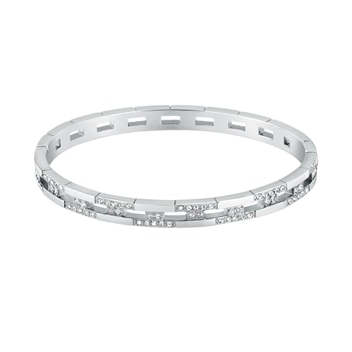 Trussardi Starres Damenarmband aus Stahl, Kristalle, T-LOGO-Kollektion – TJAXC68