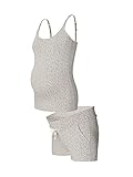 ESPRIT Maternity Damen Nightwear Set Nursing Allover Print Pyjamaset, Light Grey melange-045, L