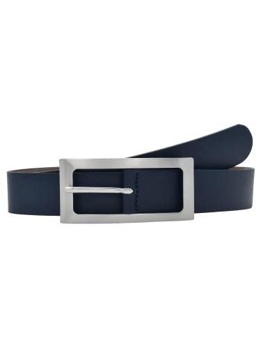 Leslii Premium Gürtel echter Leder-Gürtel blauer Gürtel Kalbs-Nappaleder Breite 3cm Narbung Navy Sil Größe 95
