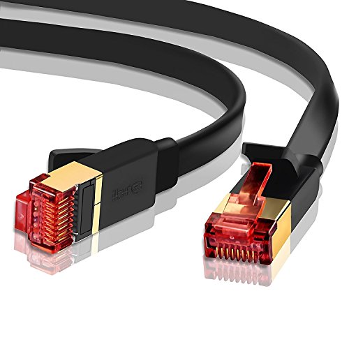 50m-CAT.7 Ethernet Gigabit Lan Netzwerkkabel(RJ45)10Gbps 600Mhz(10/100/1000Mbit/s)Patchkabel|STP|kompatibel zu CAT.5/CAT.5e/CAT.6|Switch/Router/Patchpannel/Access Point/Patchfelder-IBRA Schwarz Flach