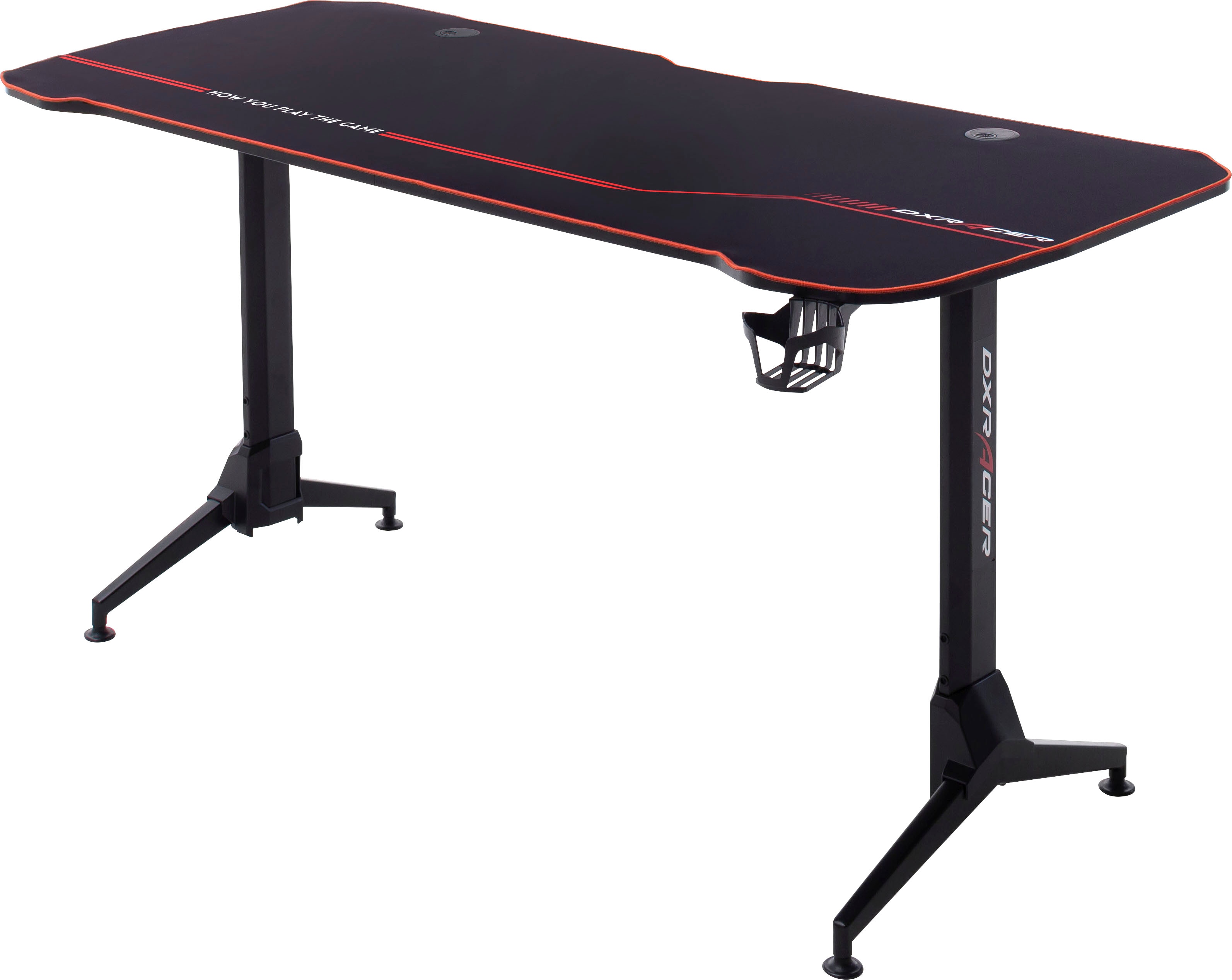Robas Lund Gaming Tisch DX Racer 6 höhenverstellbar Gaming Desk Schwarz Carbonlook, BxHxT 160x70x60 cm