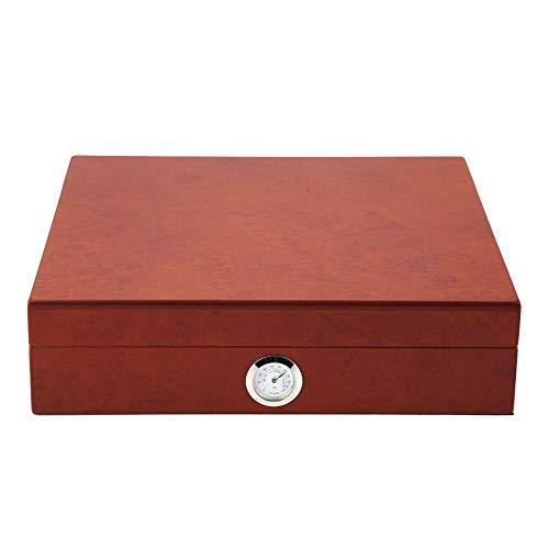 Atyhao Humidor-Box, Zedernholz, Desktop-Zigarren-Humidor, tragbarer Reise-Outdoor-Humidorkoffer, Zigarrenkiste mit Hygrometer, 23,5 x 21,5 x 6 cm (braun)