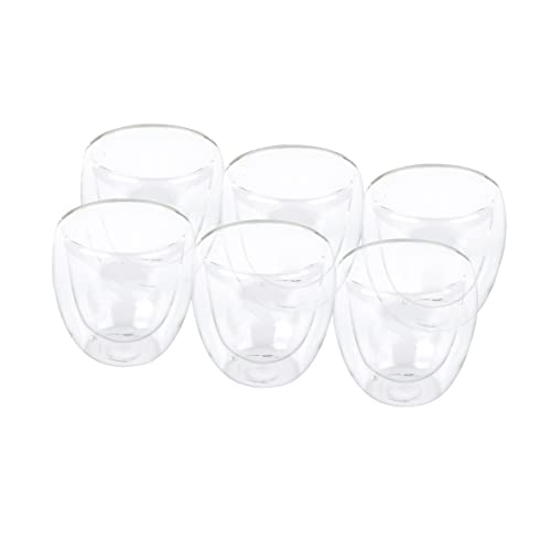 axentia Set aus doppelwandigen Gläsern, 6-teiliges Set aus Isoliergläsern aus Borosilikatglas, je ca. 250 ml, transparent