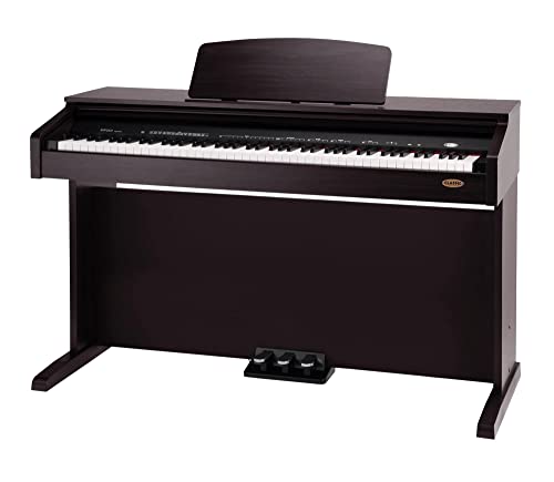 Classic Cantabile DP-210 RH E-Piano (Digitalpiano mit Hammermechanik, 88 Tasten, 2 Anschlüsse für Kopfhörer, USB, Metronom, 3 Pedale, Piano für Anfänger) Rosenholz