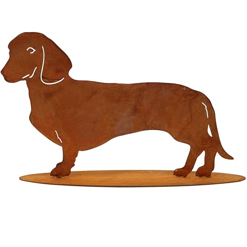 Edelrost Hund/Dackel Waldi, Tierfigur aus rostigen Metall größe 2
