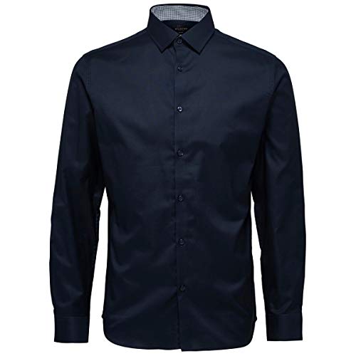 SELECTED HOMME Herren SHDONENEW-Mark Shirt LS NOOS Businesshemd, Blau (Navy Blazer), Medium