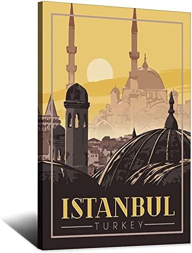 RuiChuangKeJi Leinwandbild 50 x 70 cm Rahmenlos Türkei Istanbul Vintage Reiseposter Hagia Sophia Leinwand Wandkunst Malerei Poster Wohnkultur Kunstwerk