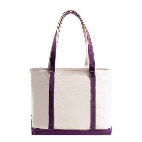 lxuebaix Canvas-Einkaufstasche mit Reißverschluss, Umhängetasche, lässige Messenger-Handtasche für Frauen, Einkaufsgeschenk