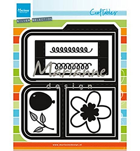 Marianne Design Craftables Präge-und Stanzschablone, Box für Karten, für Handwerksprojekte, Metall, Silber, 21,1 X 16,9 cm